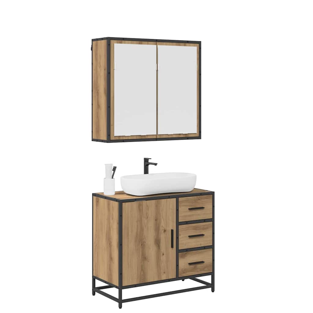 vidaXL Badkamermeubelset 2 pcs artisanaal eikenkleurig 65 x 33 x 60 cm