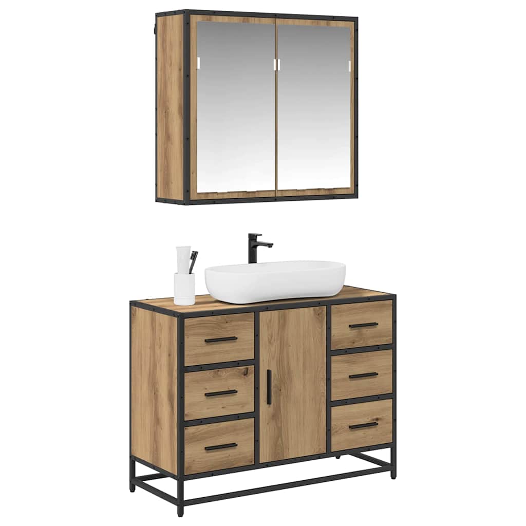 vidaXL Badkamermeubelset 2 pcs artisanaal eikenkleurig 80 x 33 x 60 cm