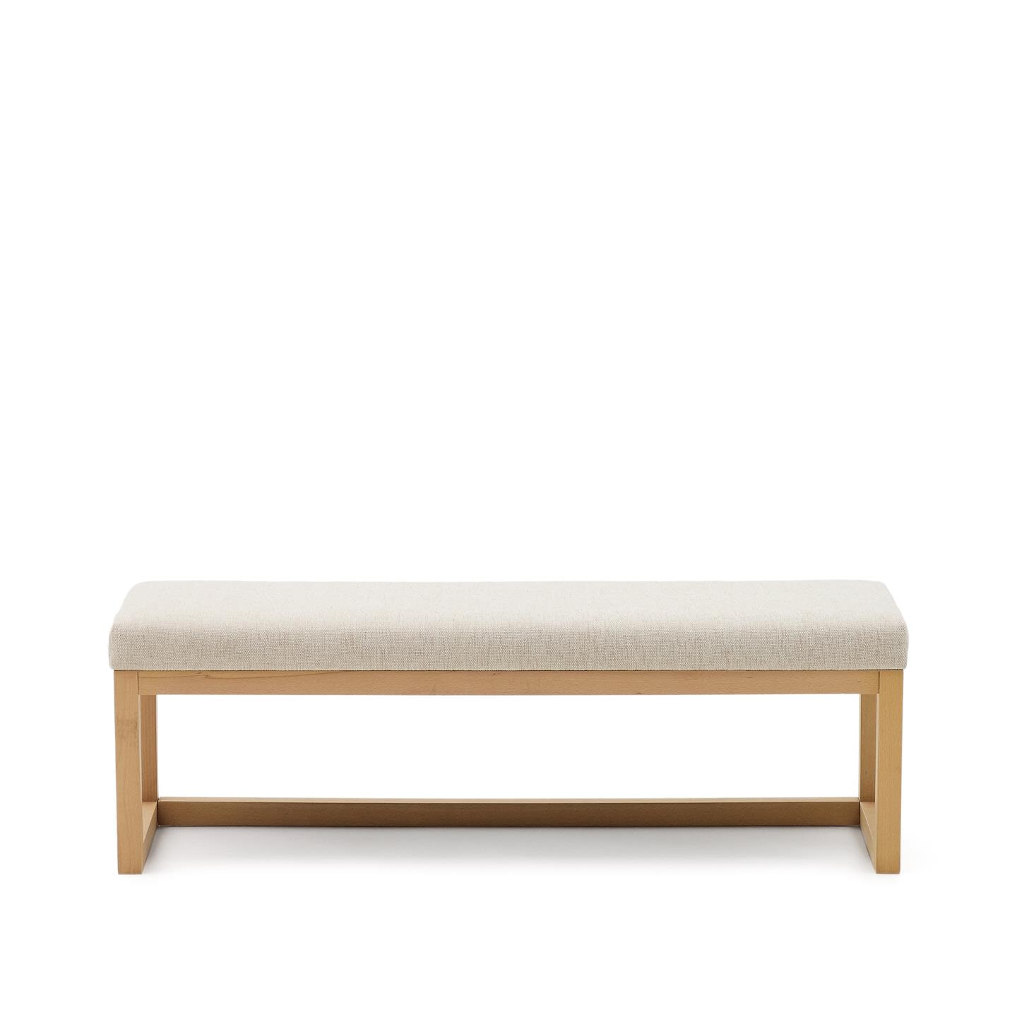Kave Home Bankje Loya Chenille en naturel beukenhout, 128cm