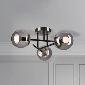 Lamkur Deckenleuchte Malena, &Oslash; 19 cm, rauchgrau, Glas/Metall 3-flg.