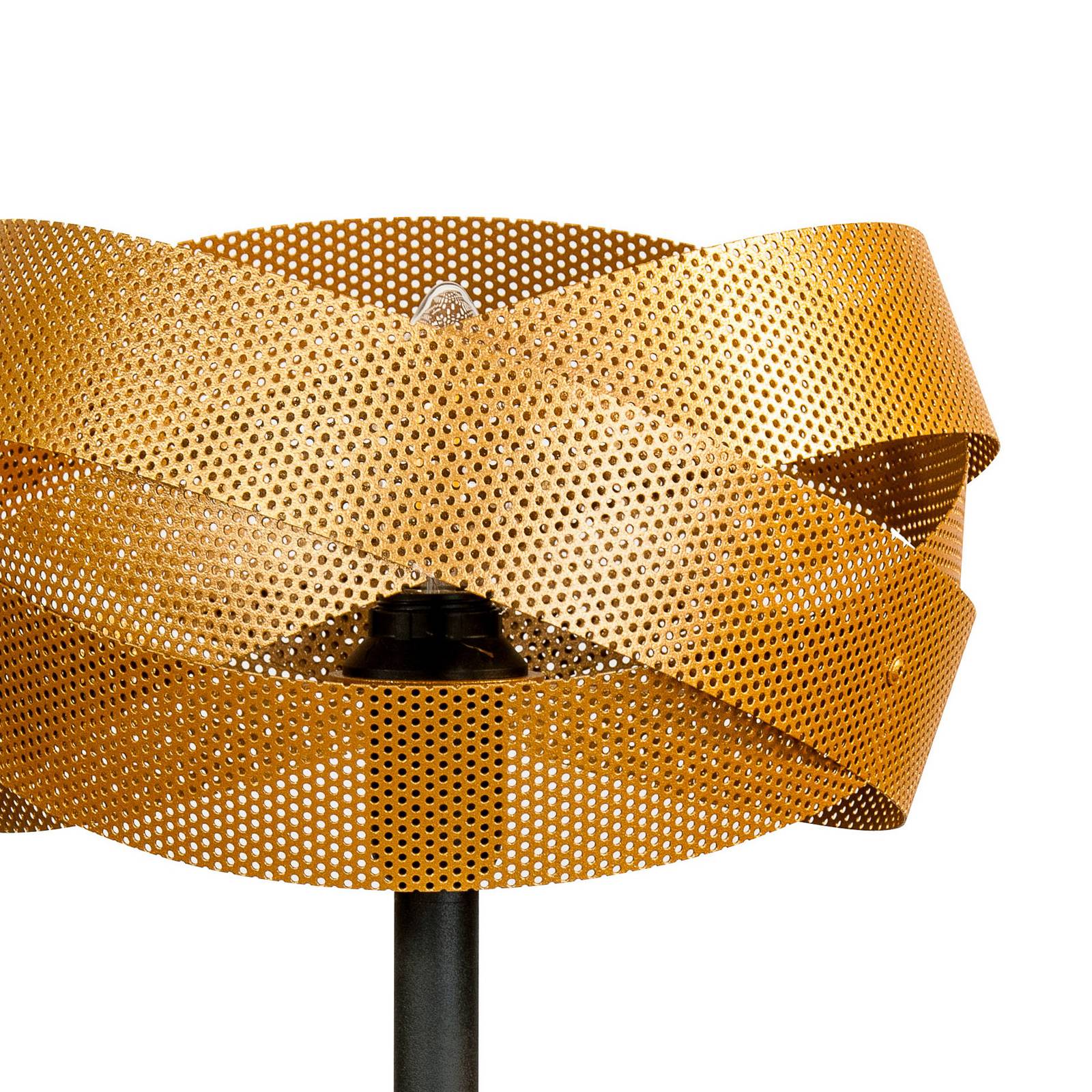 Domiluce Tafellamp Tornado, zwart/goud, metaal, Ø 26 cm, E14