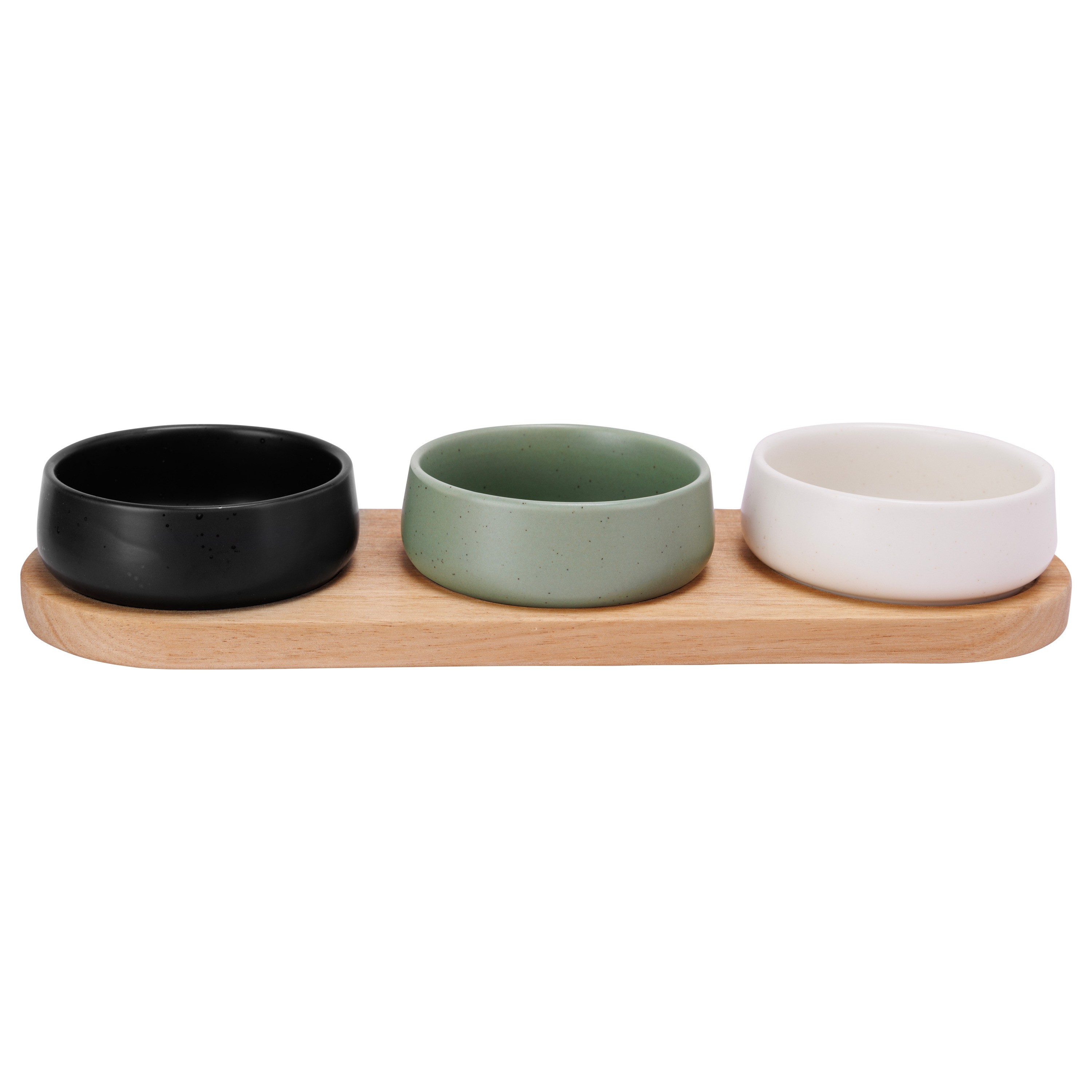 Cosy & Trendy Serveerplank bamboe - met 3x luxe schaaltjes - 31 x 11 cm - tapas en saus schaaltjes -