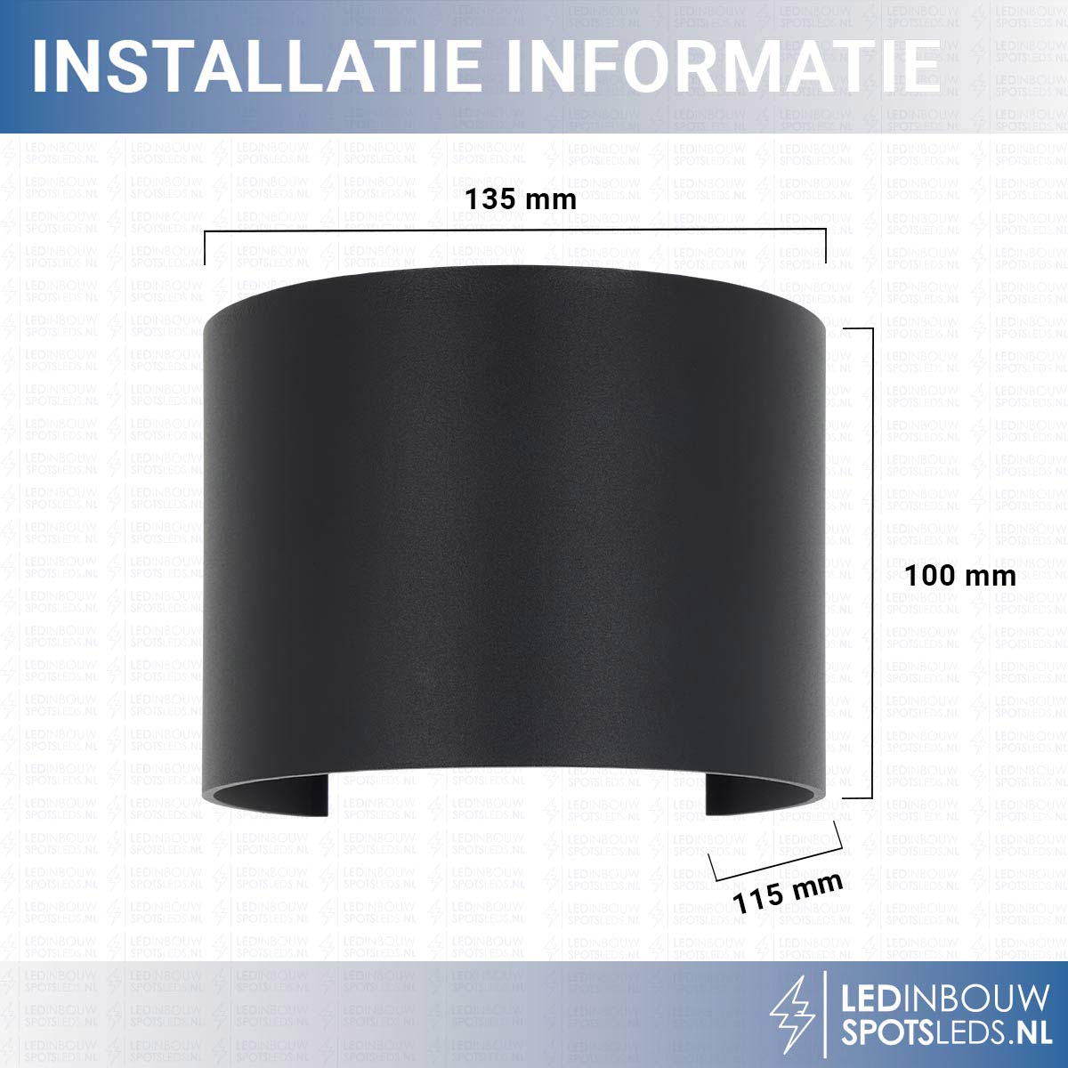 Led wandlamp - up&down - dimbaar - 6 watt - zwart - 2200-6500k - rond