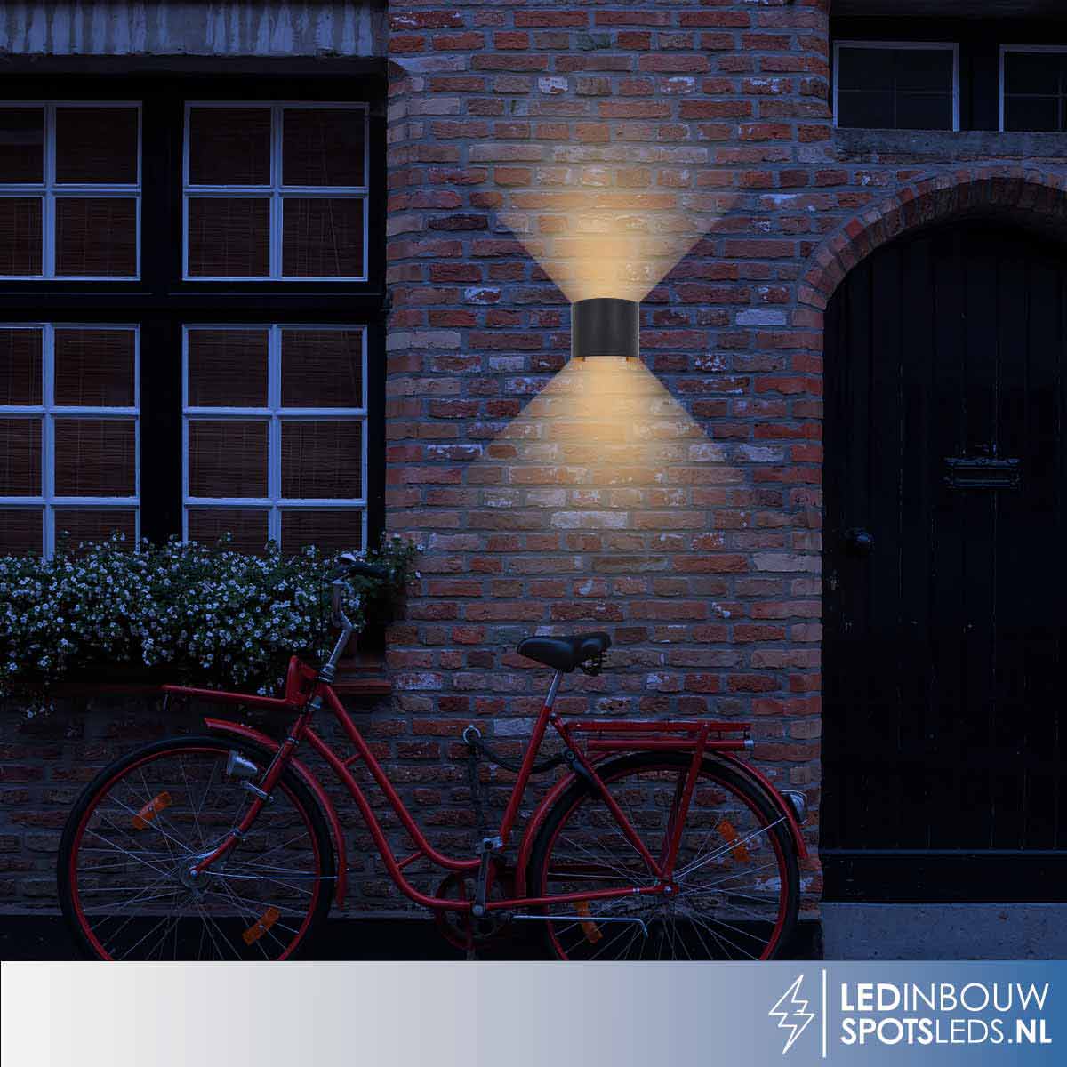 Led wandlamp - up&down - 6 watt - zwart&goud - 1800-3000k - rond