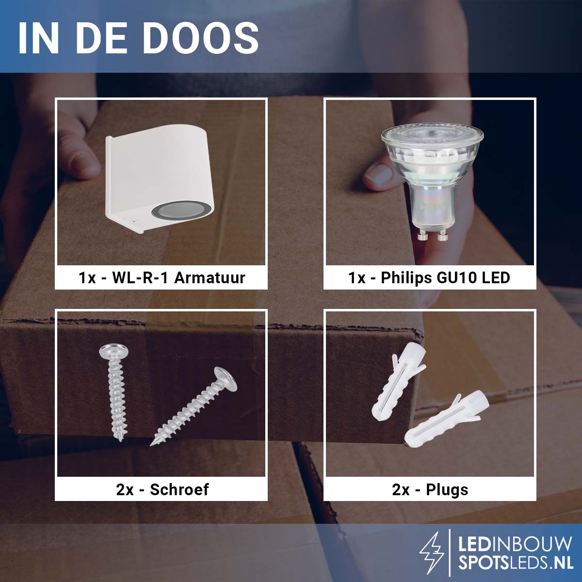 Led wandlamp Philips gu10 - down - dimbaar- wit - 2200-2700k