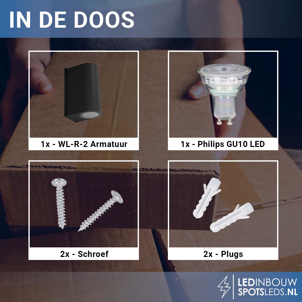 Led wandlamp Philips gu10 - up&down - dimbaar - zwart - 3000k