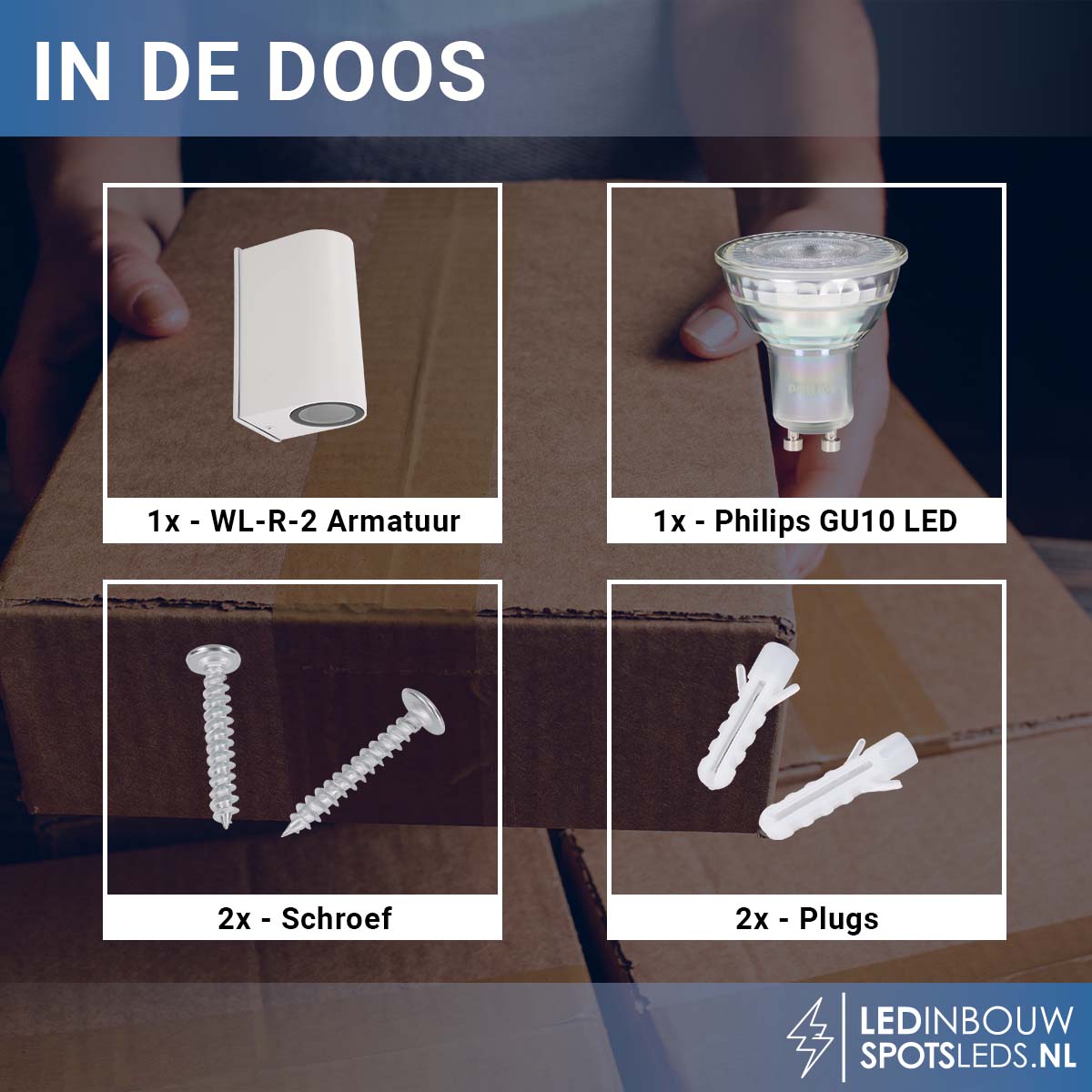 Led wandlamp Philips gu10 - up&down - dimbaar - wit - 3000k