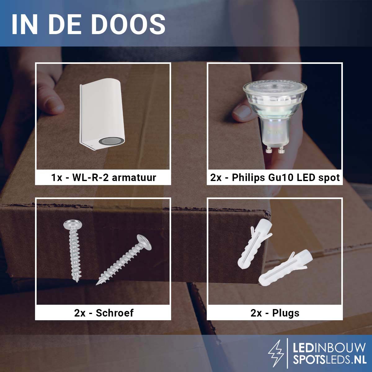 Led wandlamp - Philips gu10 up&down - dimbaar - wit - 2200-2700k