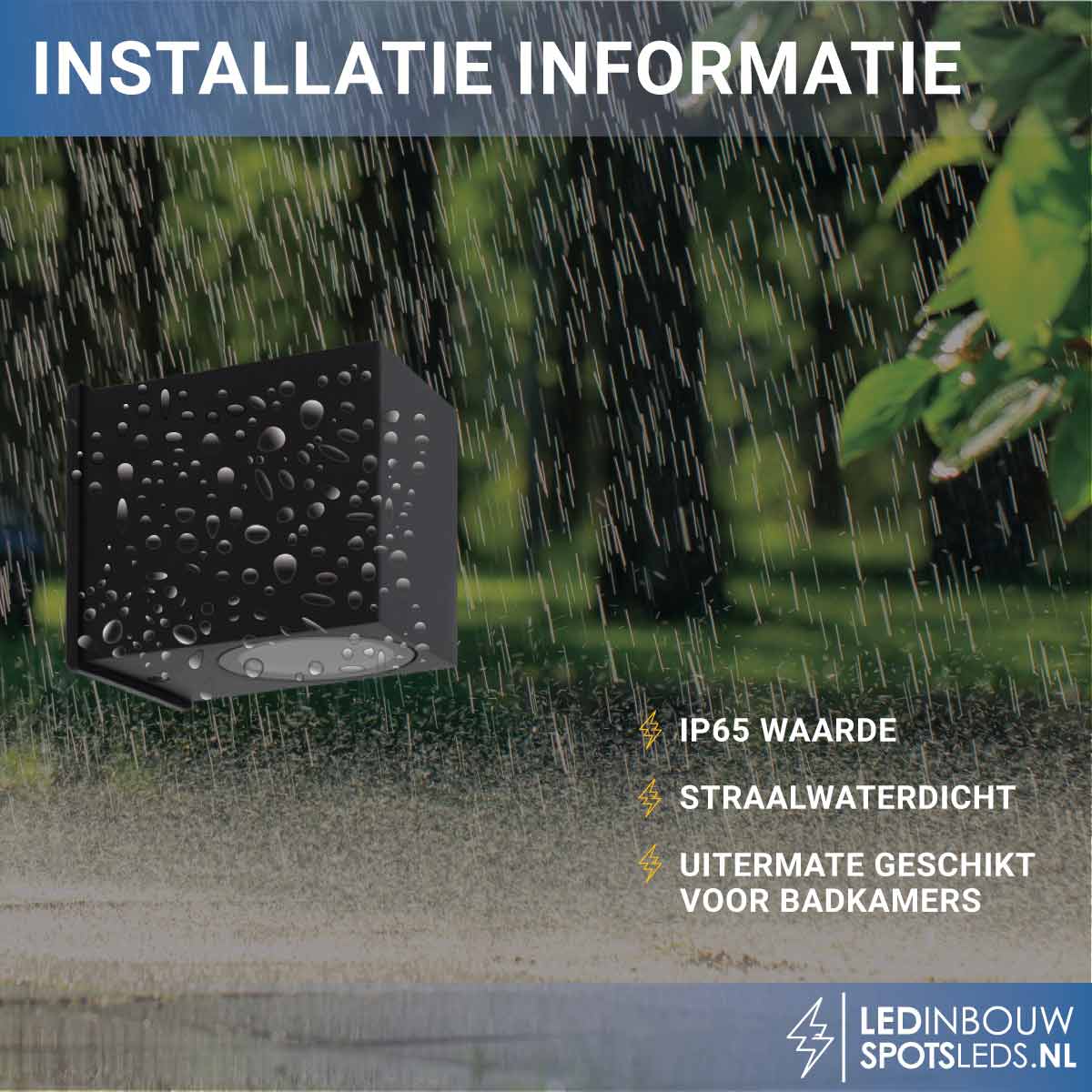 Led wandlamp Philips gu10 - down - dimbaar- zwart - 4000k - rechthoek