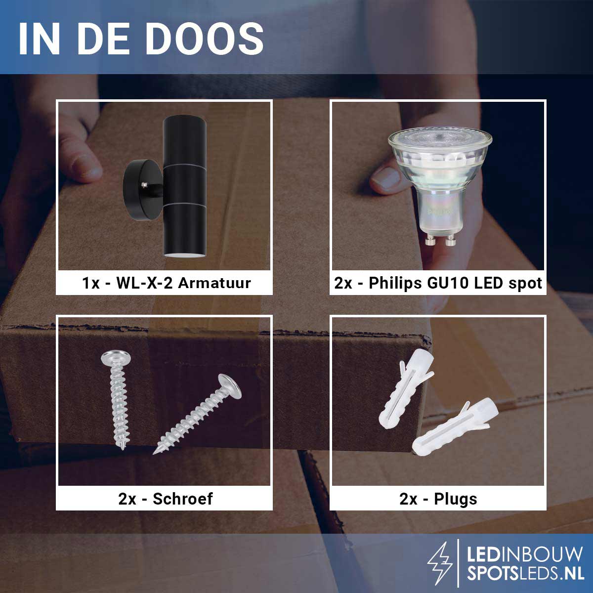 Led muurlamp - gu10 - up&down - dimbaar - binnen en buiten - 4000k