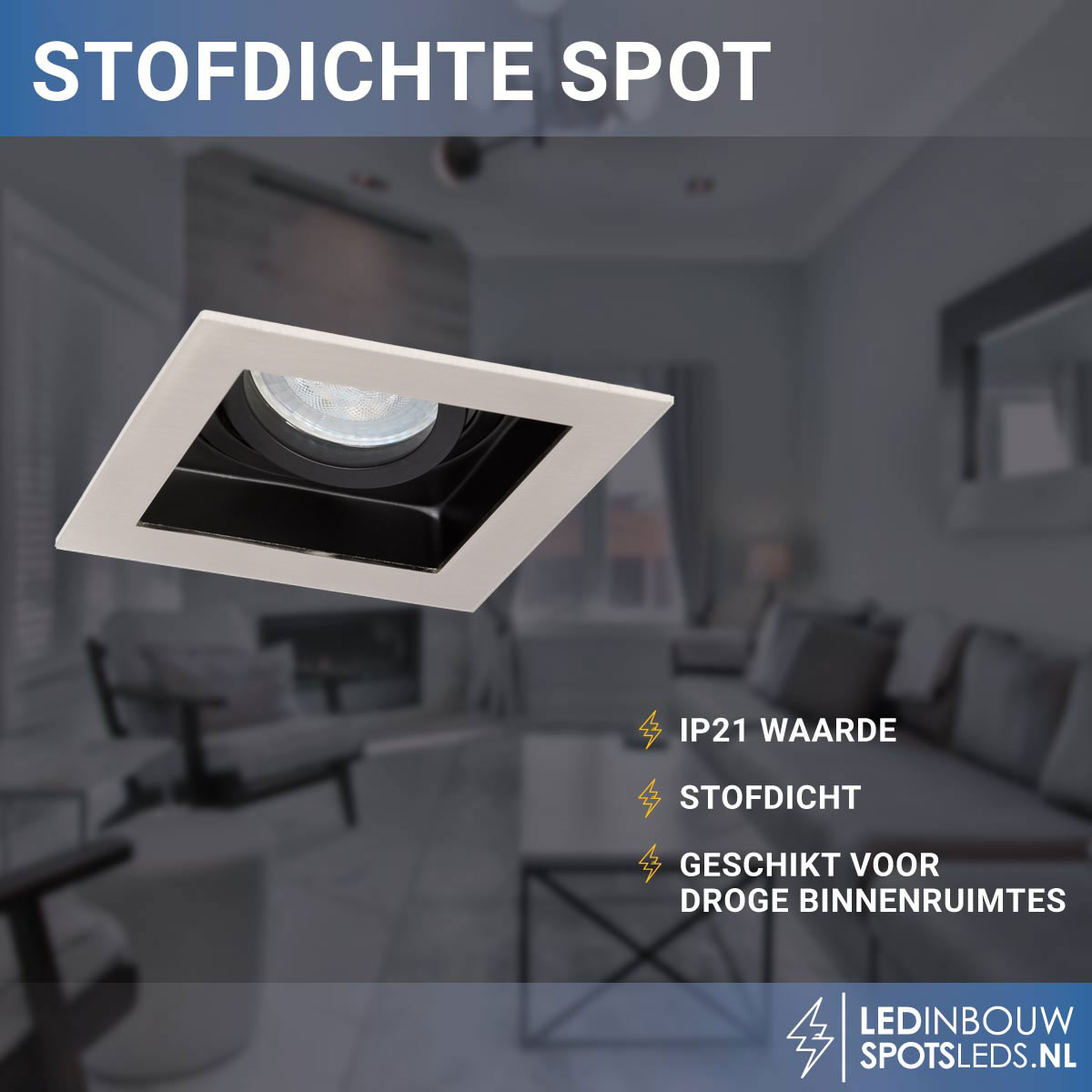 Philips inbouwspot - gu10 - Sao Paulo - dimbaar - nikkel - 3000k - vierkant