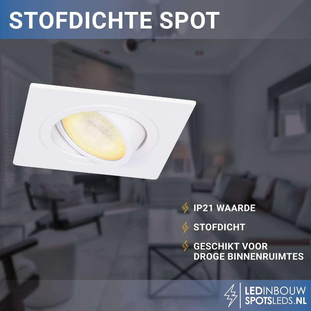Inbouw spot Inêss  - met gu10 Philips Hue white&ambiance - wit - vierkant
