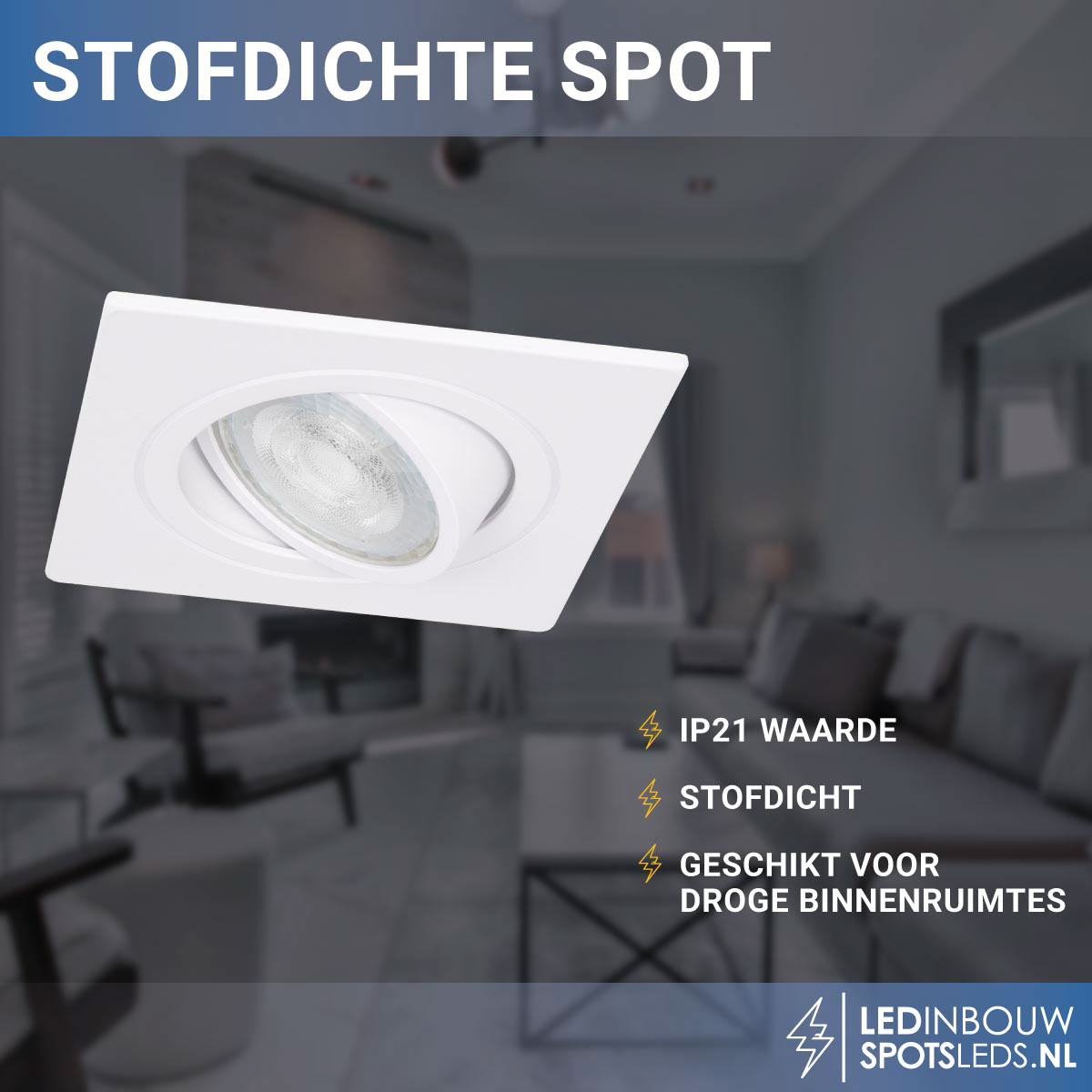 Philips inbouwspot - gu10 - Inêss - dimbaar - wit - 2700k - vierkant