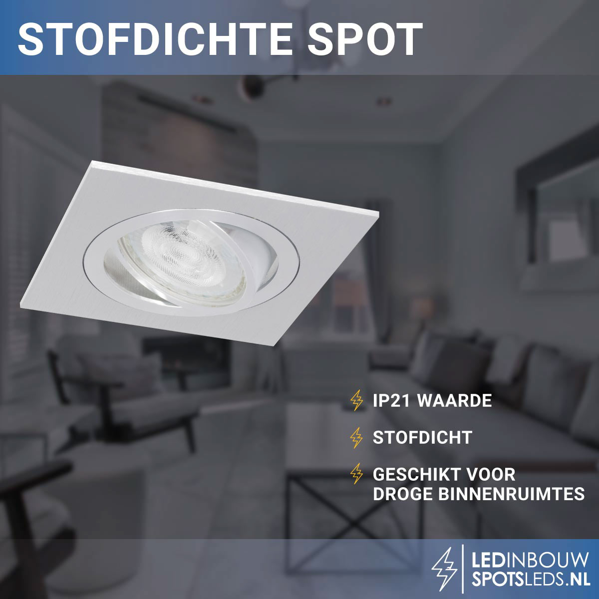 Philips inbouwspot - gu10 - Inêss - alu geborsteld - 2200-2700k - vierkant