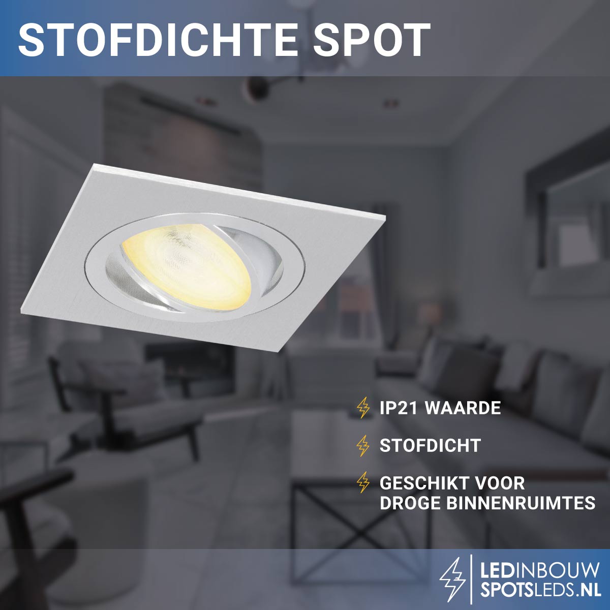 Inbouw spot Inês met gu10 Philips Hue white&ambiance alu geborsteld vierk