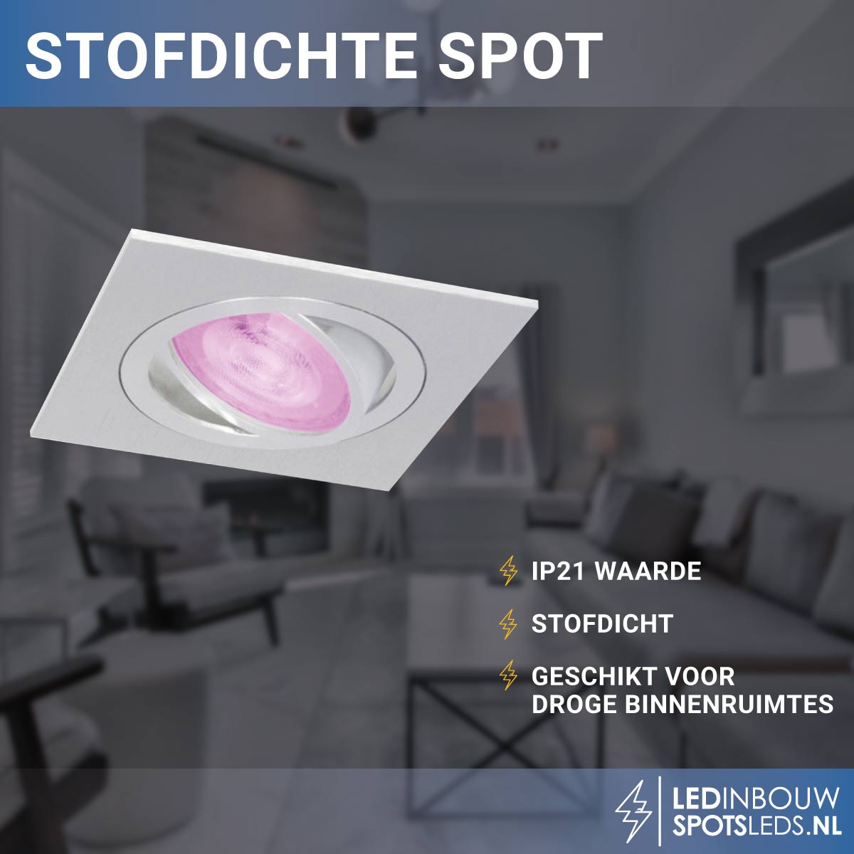 Inbouw spot Inês met gu10 Philips Hue white&color alu geborsteld vierkant