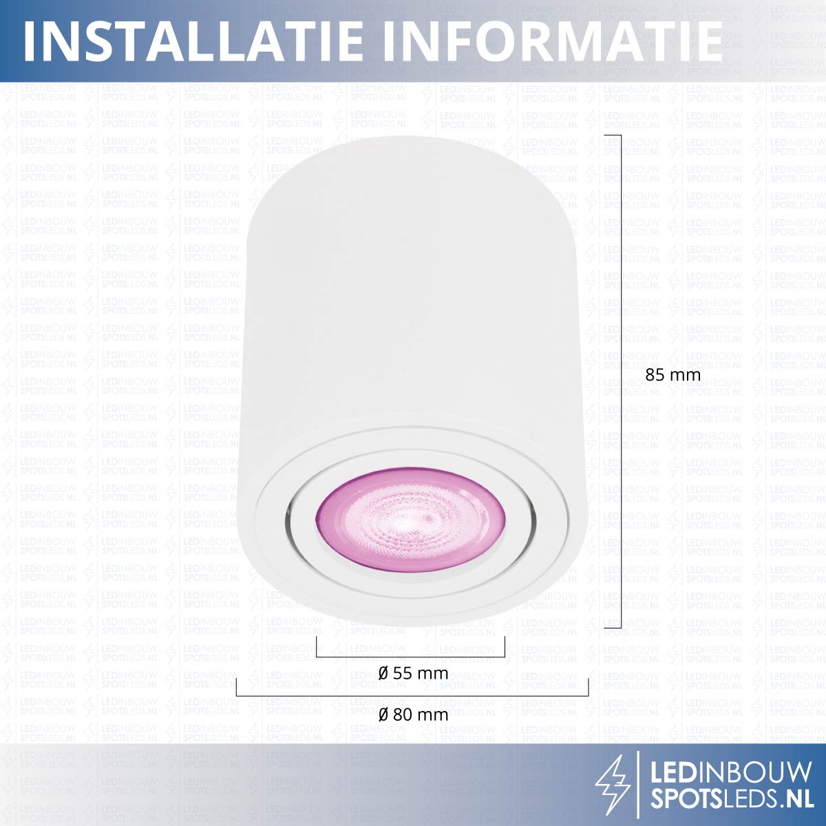Opbouw spot Rome - met gu10 Philips Hue white&color - wit