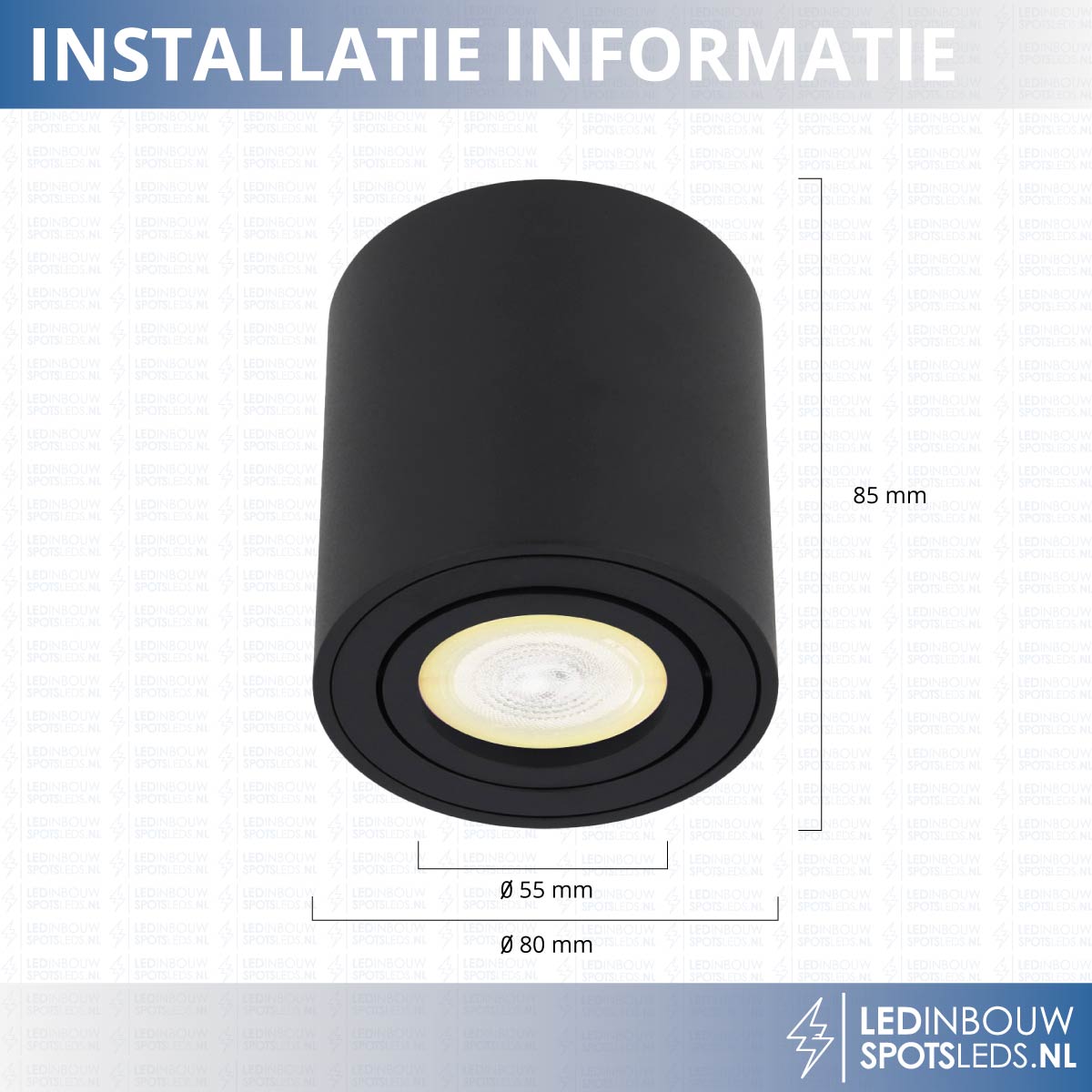 Opbouwspot Rome - met gu10 Philips Hue white&ambiance - zwart