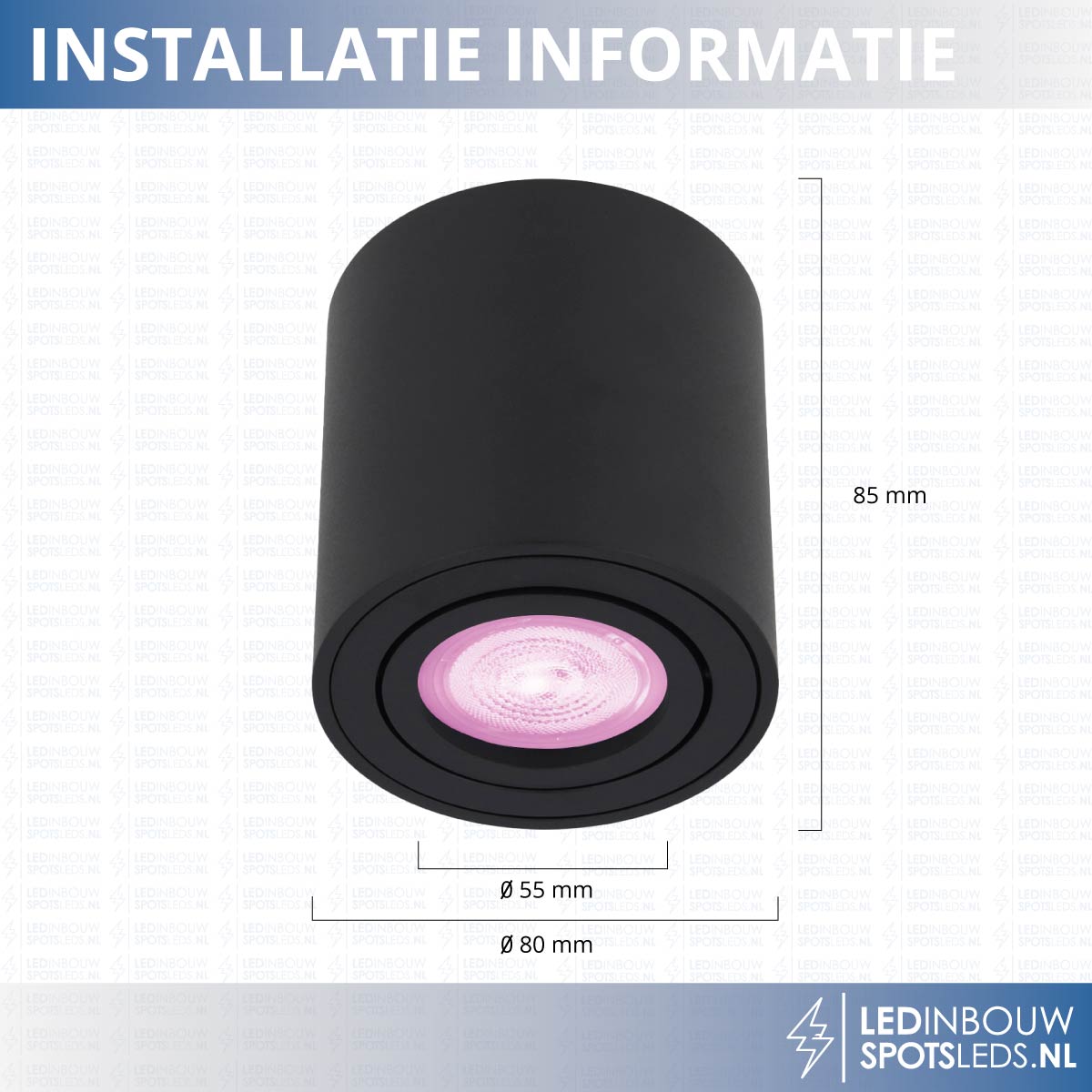 Opbouw spot Rome - met gu10 Philips Hue white&color - zwart