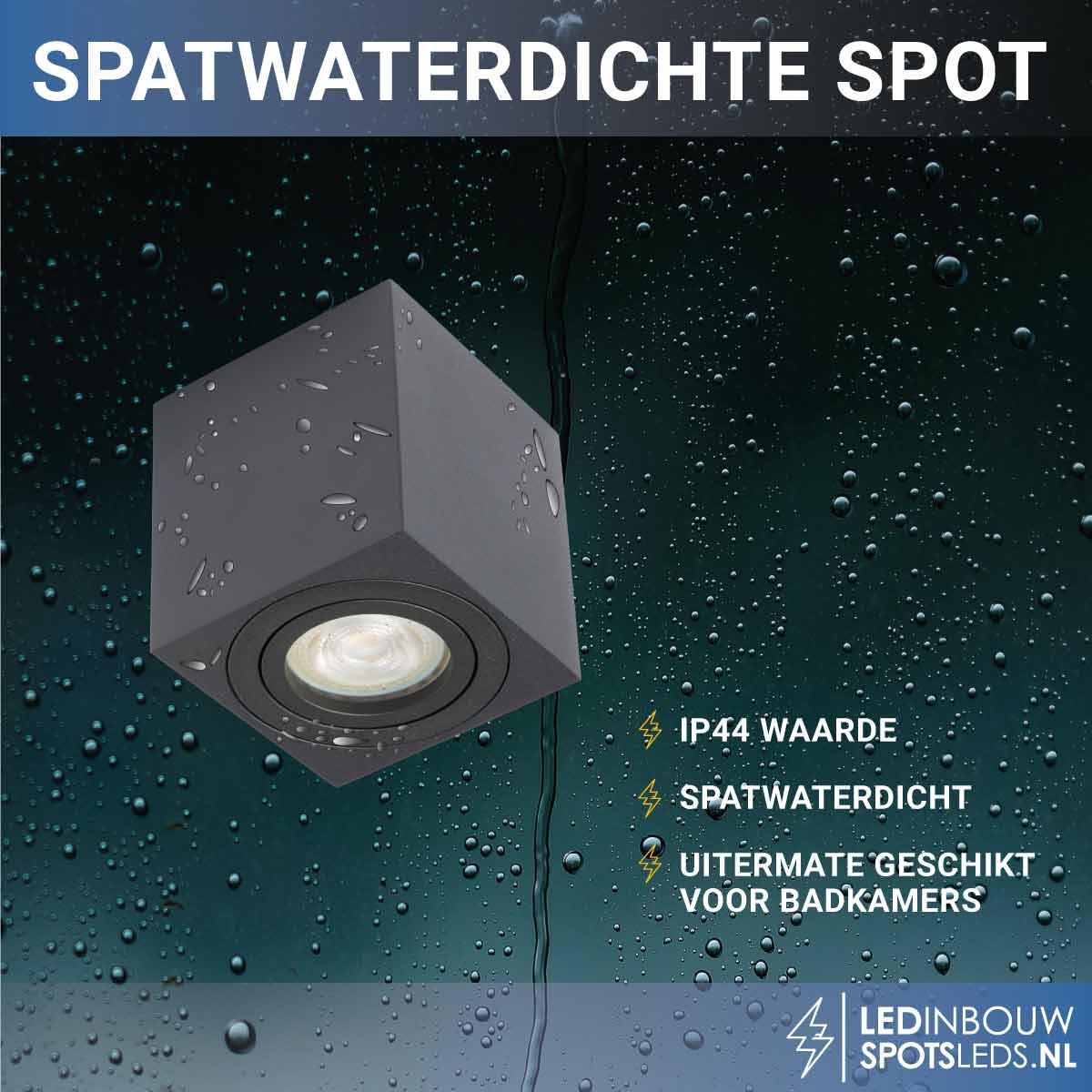 Opbouwspot Philips - gu10 - Rome - dimbaar- zwart- 4000k- rechthoek