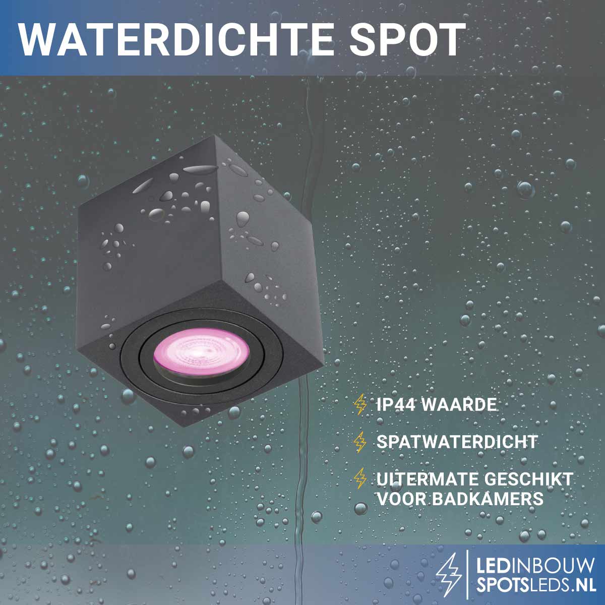 Opbouw spot Rome - met gu10 Philips Hue white&color -zwart-rechthoek