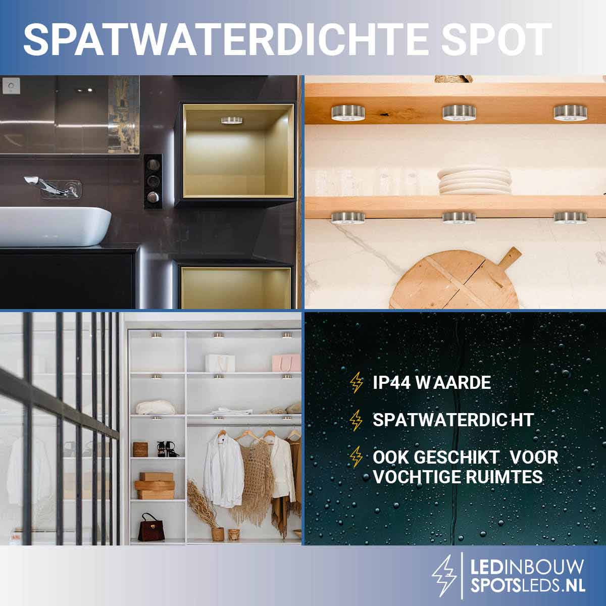 Cabinet opbouwspot dimbaar 230 volt 3 watt - 400 lumen - nikkel - 3000k