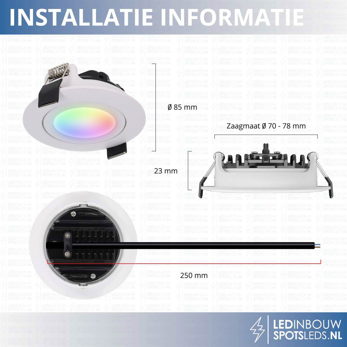 Smart RGBWW design inbouwspot - 230 volt - 5 watt - 340 lumen - wit