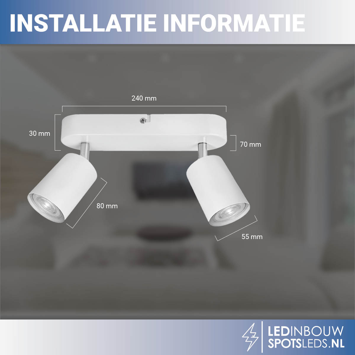 2 voudig kantel-draaibare plafondspot Philips - gu10 - dimbaar - wit - 4000k