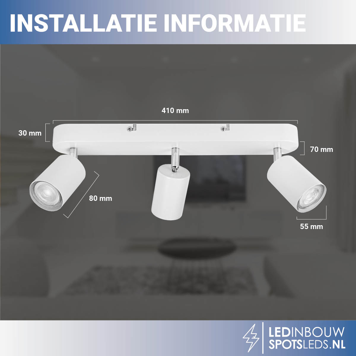 Drievoudige kantelbare&draaibare plafondspot Philips - gu10 - dimbaar - wit - 2700k