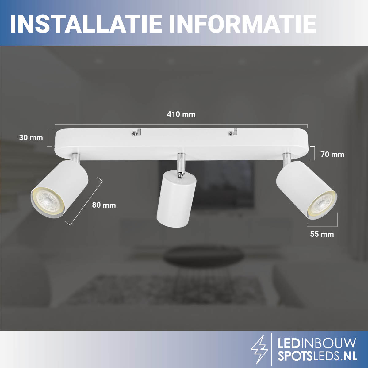 Drievoudige kantelbare&draaibare plafondspot - met gu10 Philips Hue white&ambiance - wit