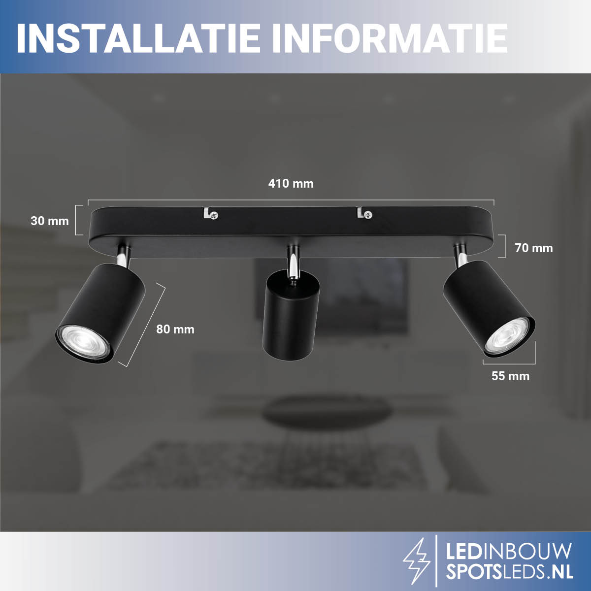 Drievoudige kantelbare&draaibare plafondspot Philips - gu10 - dimbaar - zwart - 3000k