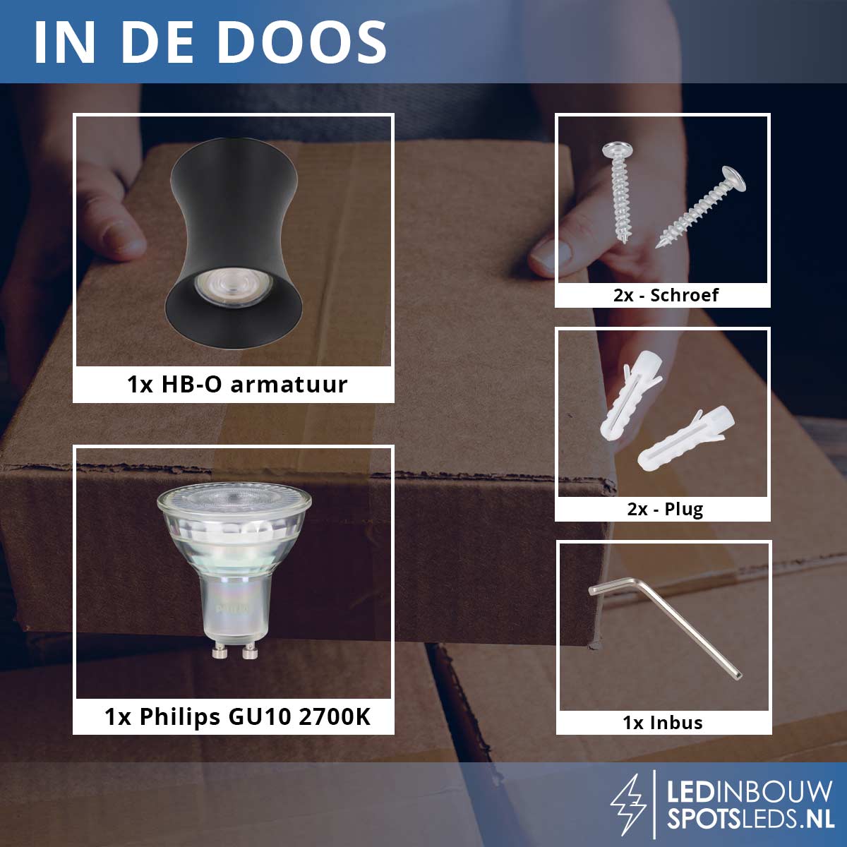 Opbouwspot Philips - gu10 - Dublin - dimbaar - zwart - 2700k