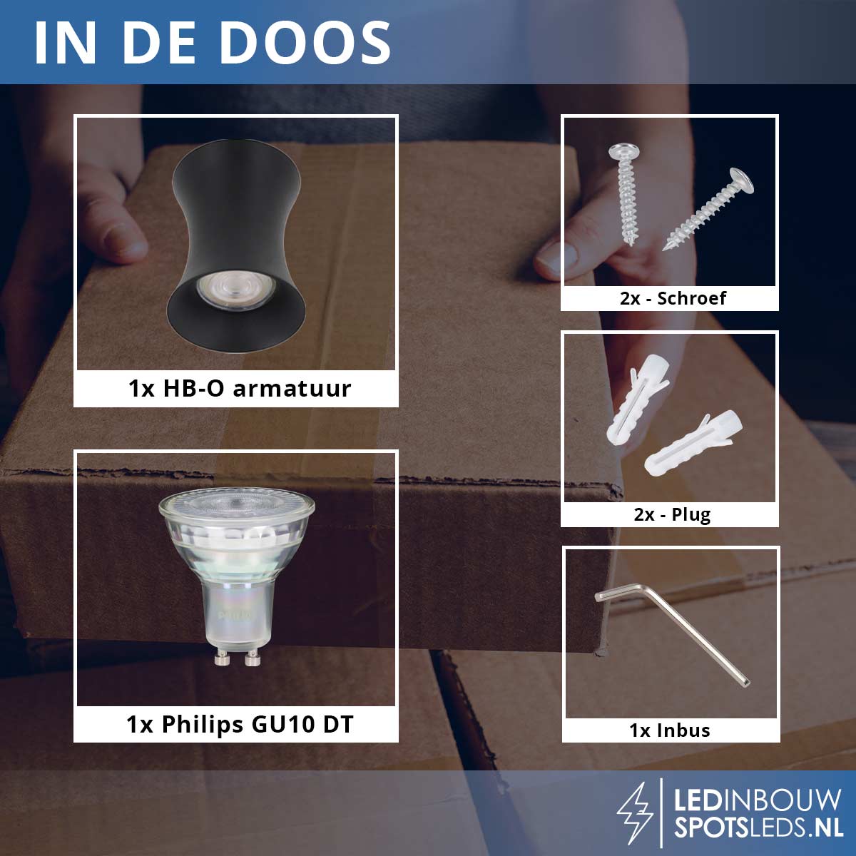Opbouwspot Philips - gu10 - Dublin - dimbaar - zwart - 2200-2700k