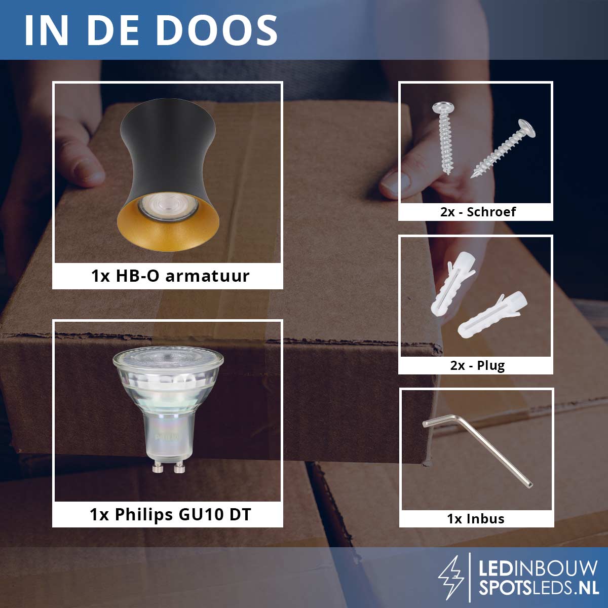 Opbouwspot Philips - gu10 - Dublin - dimbaar - zwart&goud - 2200-2700k