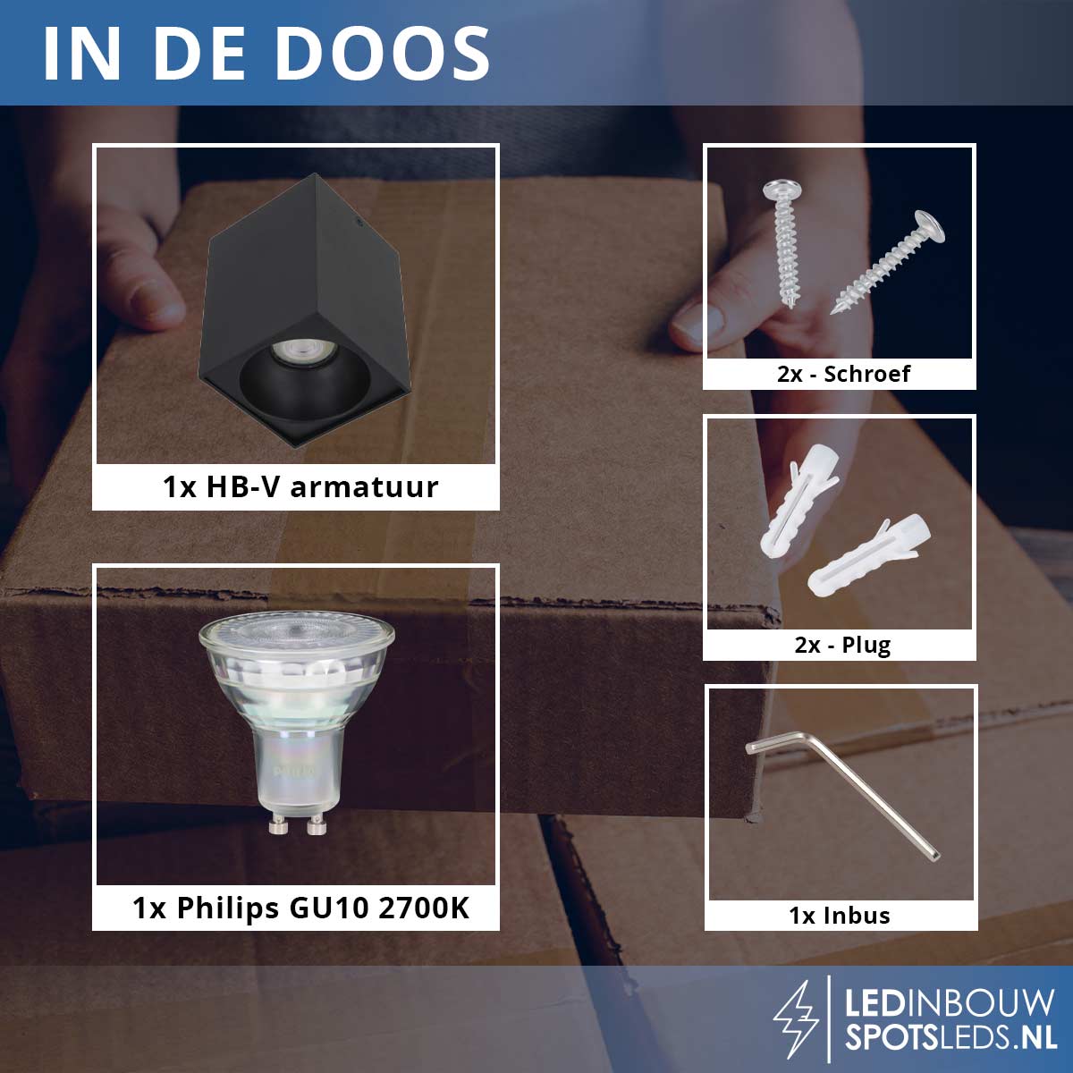 Opbouwspot Philips - gu10 - Valencia - dimbaar - zwart - 2700k