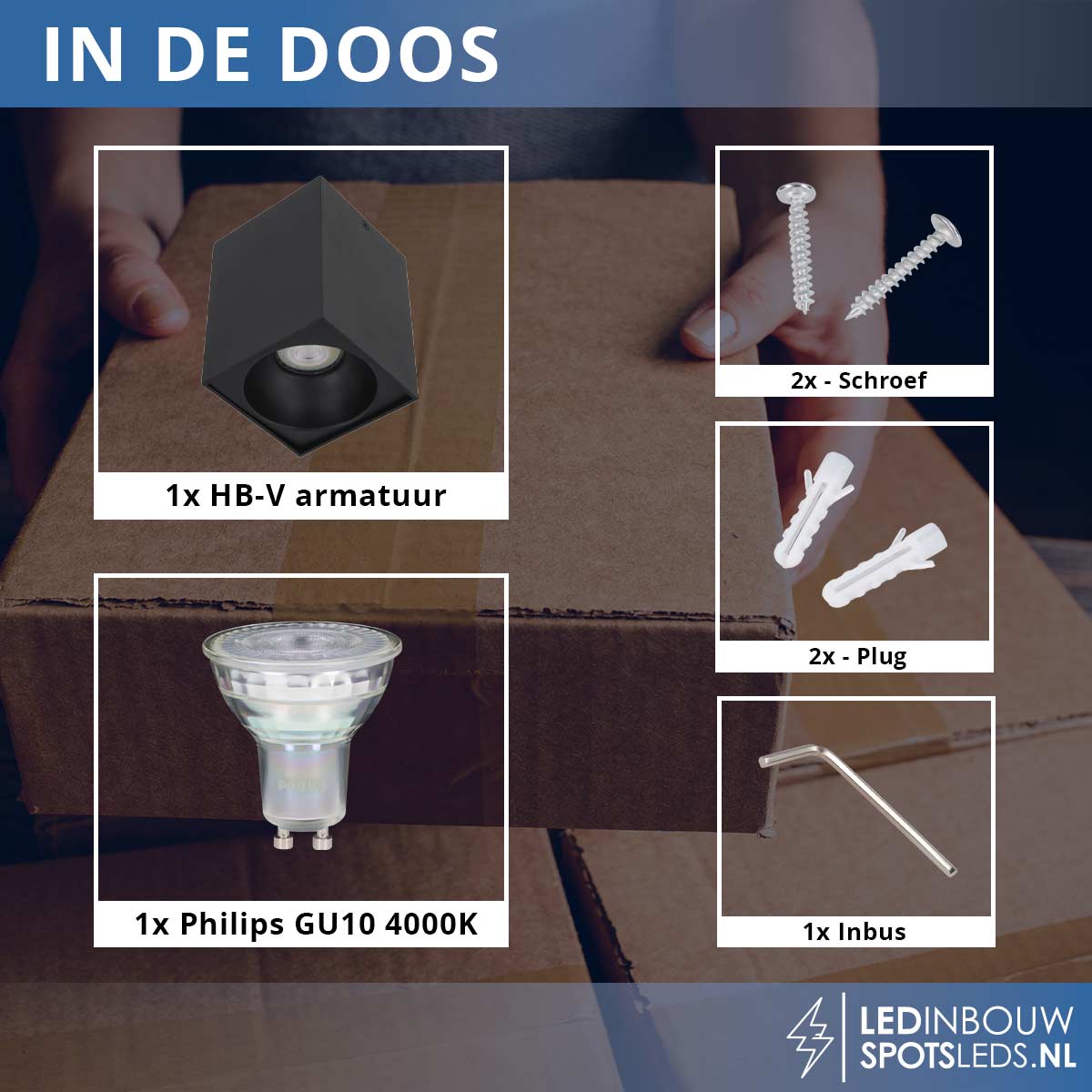 Opbouwspot Philips - gu10 - Valencia - dimbaar - zwart - 4000k