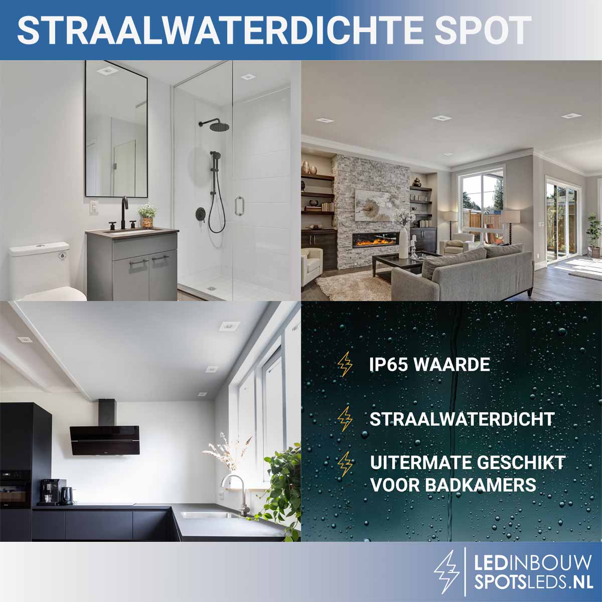 Led inbouwspotje vierkant - dimbaar - 5 watt - 450 lumen - wit - 3000k