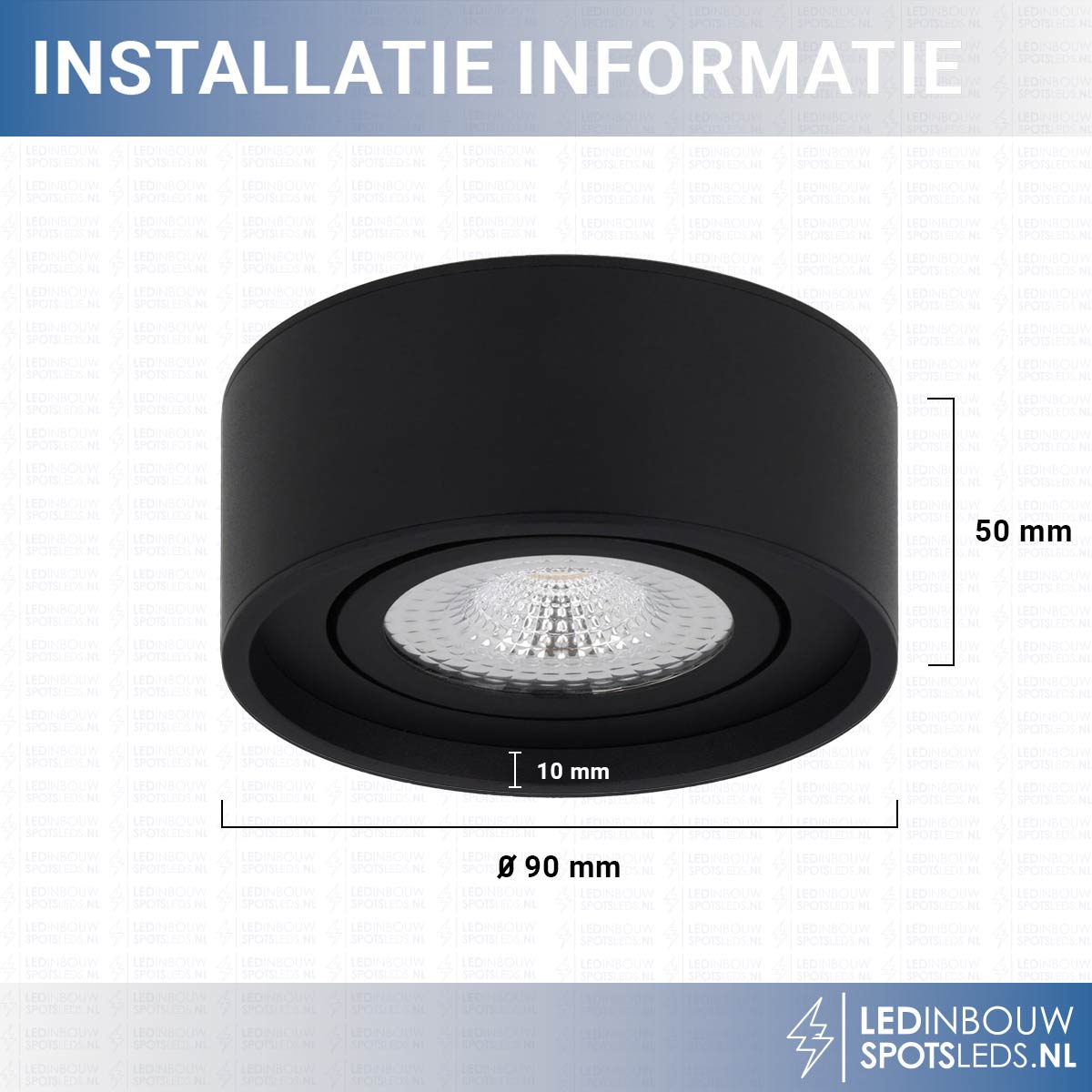 Led opbouwspot kantelbaar - dimbaar 230 volt 5 watt 510 lumen zwart 2700k