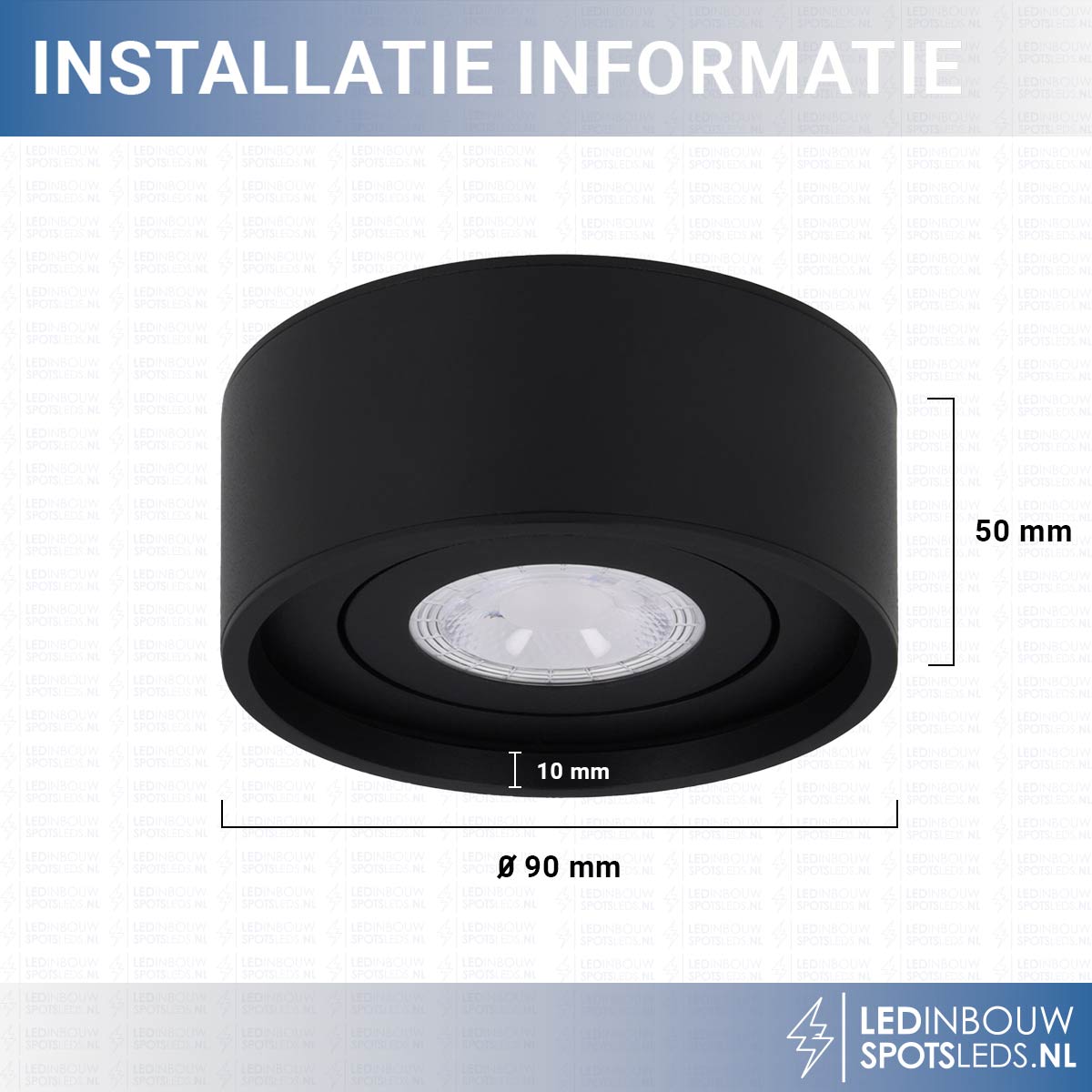 Led opbouwspot kantelbaar - dimbaar 230 volt 5 watt 570 lumen zwart 4000k