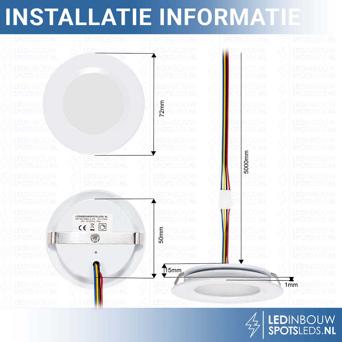 Set van 2 stuksTouch Functiecabinet Inbouw LED spot Dimbaar Wit