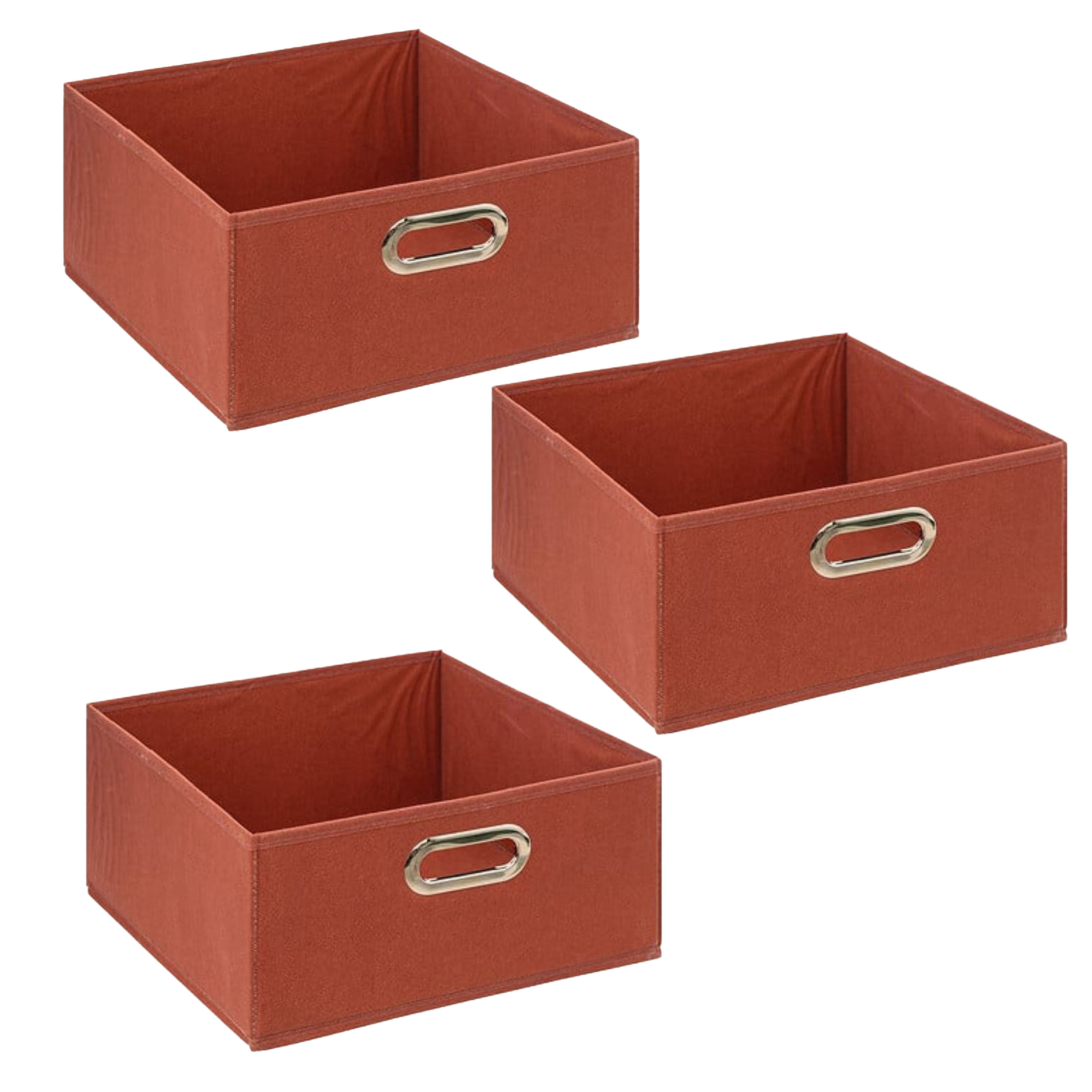 5five Opbergmand/kastmand - 3x - terracotta - linnen - 14 liter - 31 x 31 x 15 cm - Opbergbox - Vakkenkast -