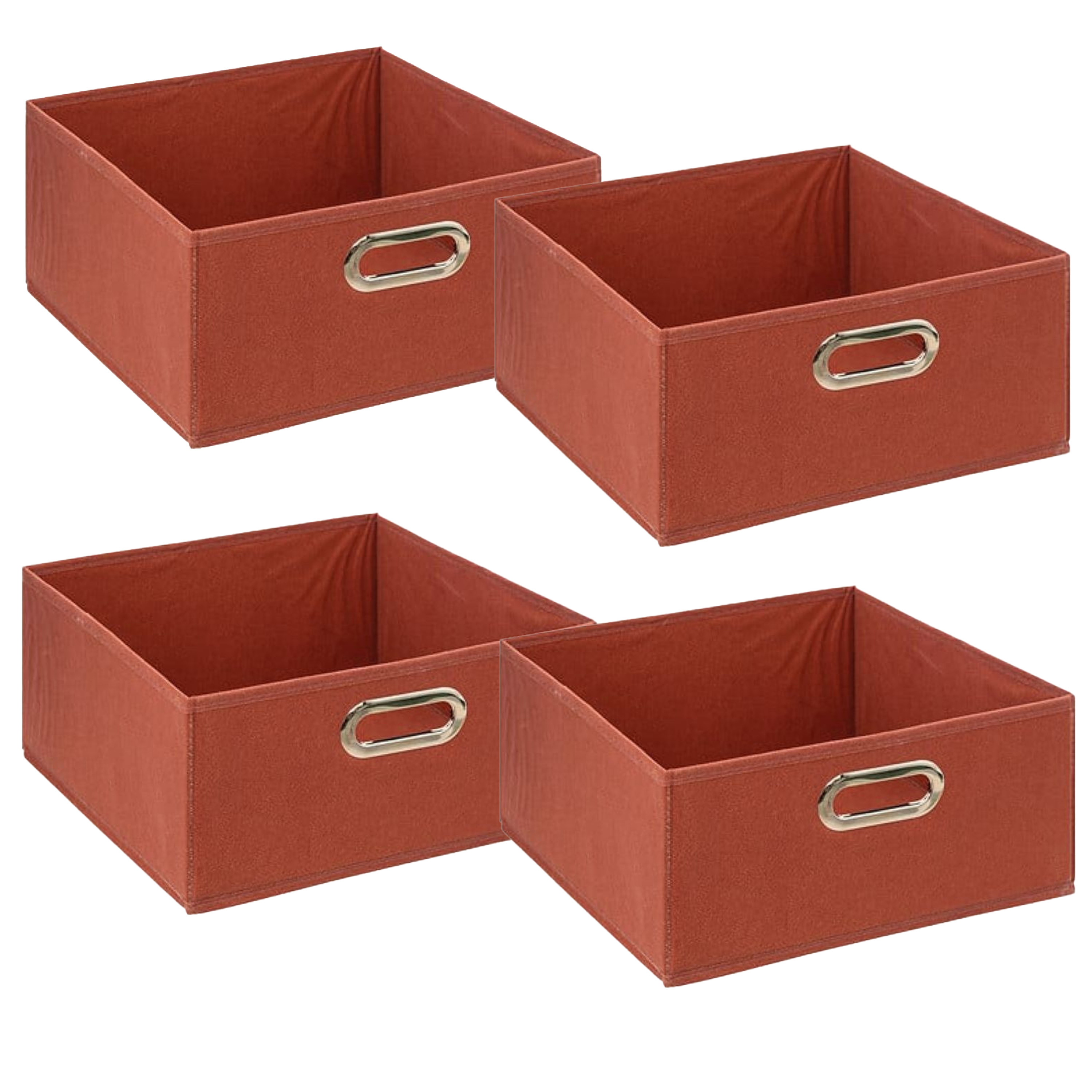 5five Opbergmand/kastmand - 4x - terracotta - linnen - 14 liter - 31 x 31 x 15 cm - Opbergbox - Vakkenkast -