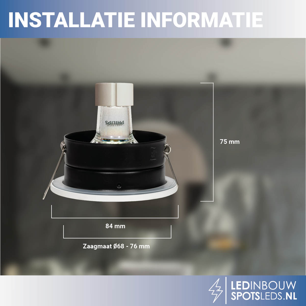 Philips inbouwspot - gu10 - Elisa– dimbaar - wit - 2200-2700k