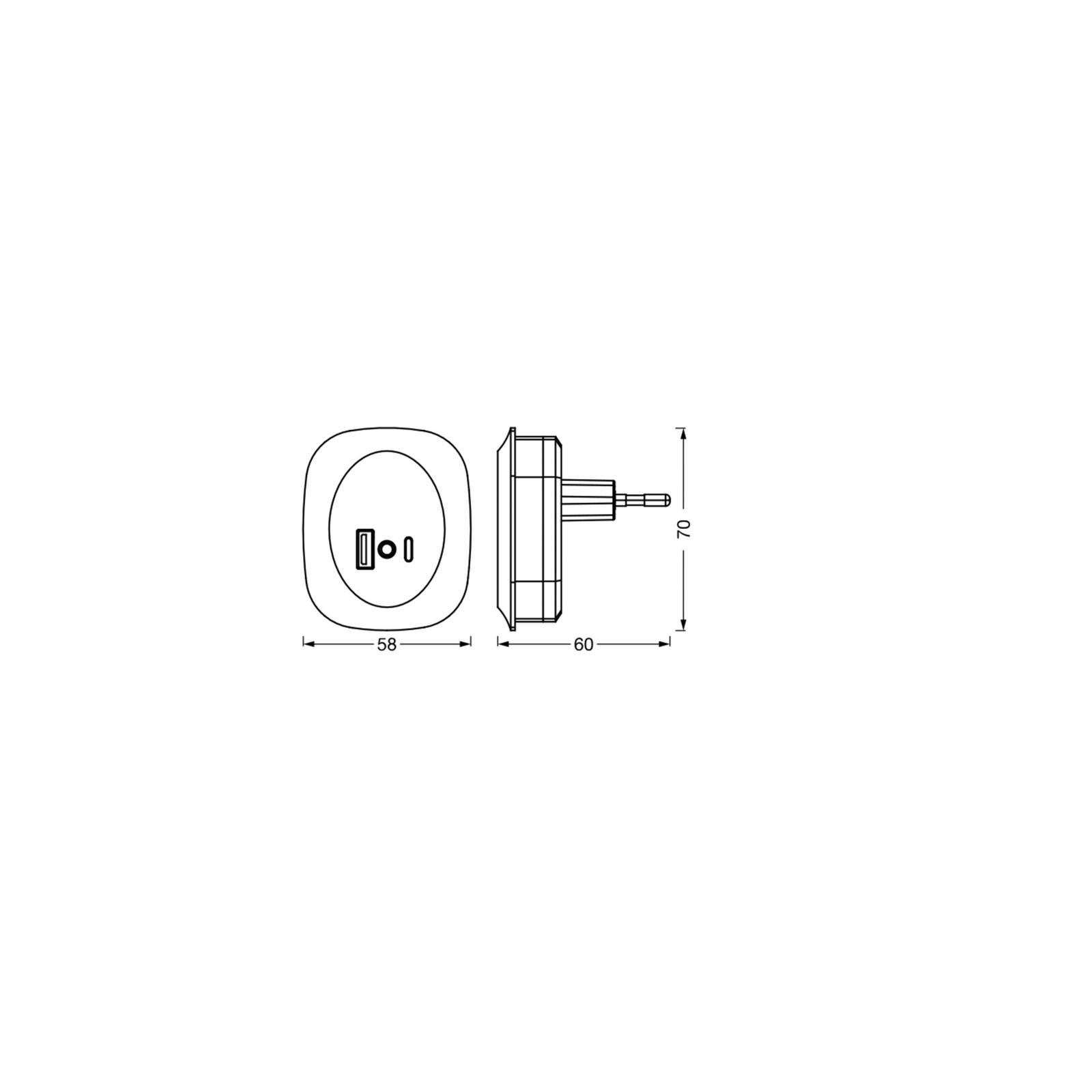 Osram LED-stopcontactnachtlampje LUNETTA EDGE, wit, sensor