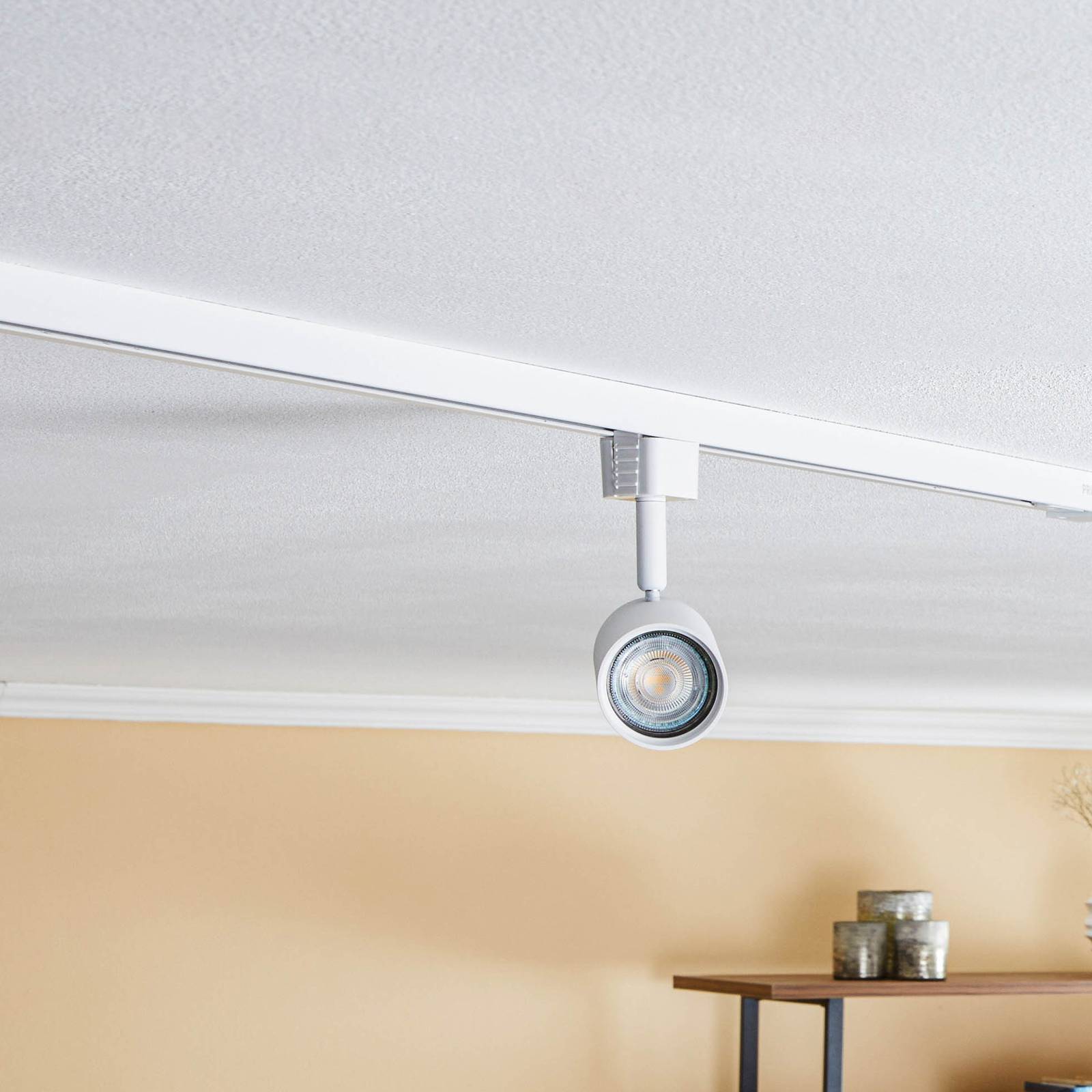 PRIOS railspot Jorell, wit, 1-lamp, GU10, metaal