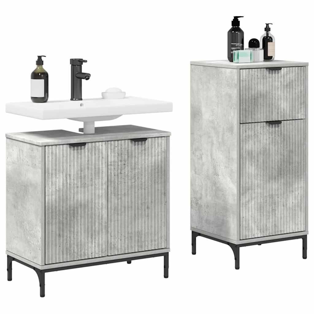 vidaXL Badkamermeubelset met lade 2 pcs Betongrijs 39.5 x 36 x 88 cm