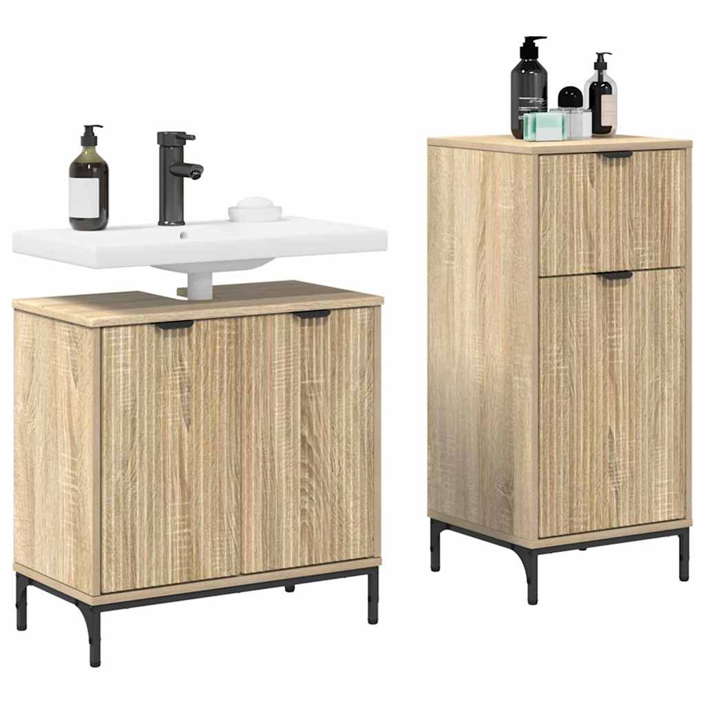 vidaXL Badkamermeubelset met lade 2 pcs Sonoma eiken 39.5 x 36 x 88 cm