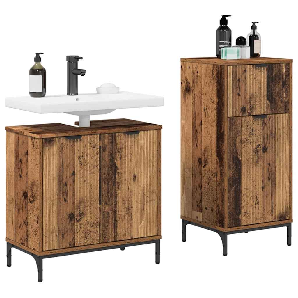 vidaXL Badkamermeubelset 2 pcs Oud hout 39.5 x 36 x 88 cm Bewerkt hout