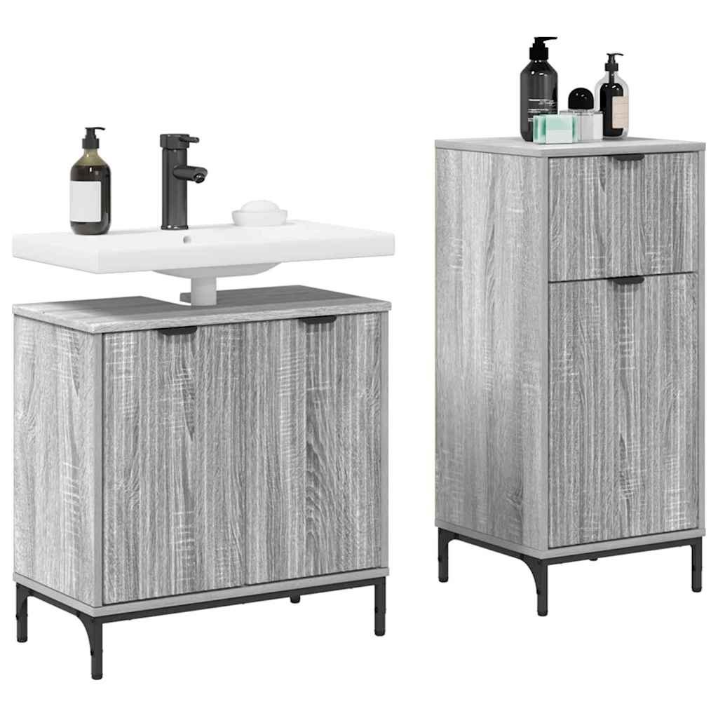 vidaXL Badkamermeubelset met lade 2 pcs Grijs sonoma 39.5 x 36 x 88 cm