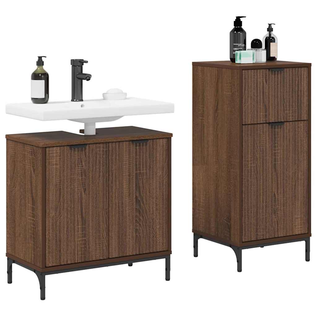 vidaXL Badkamermeubelset 2 pcs bruin eikenkleur 39.5 x 36 x 88 cm